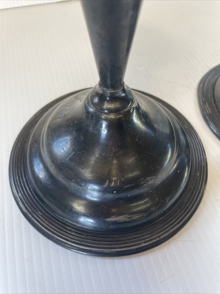 Antique E. B. Webster & Son Silverplate Pair Candle Stick Holders Spiderweb 2701