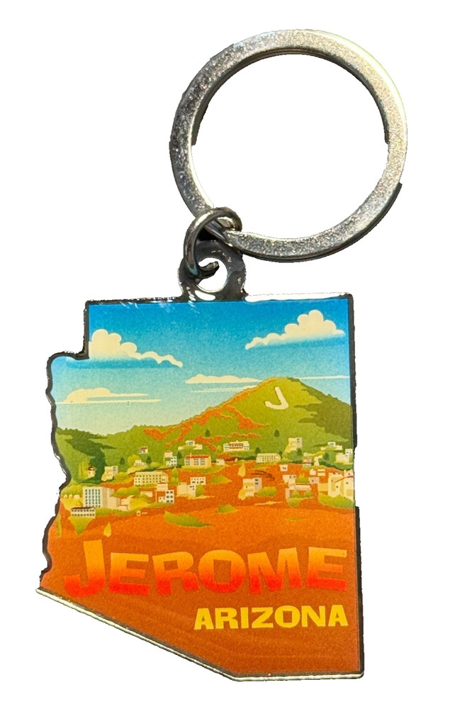 Jerome Arizona State-Shaped Scenic Keychain Souvenir