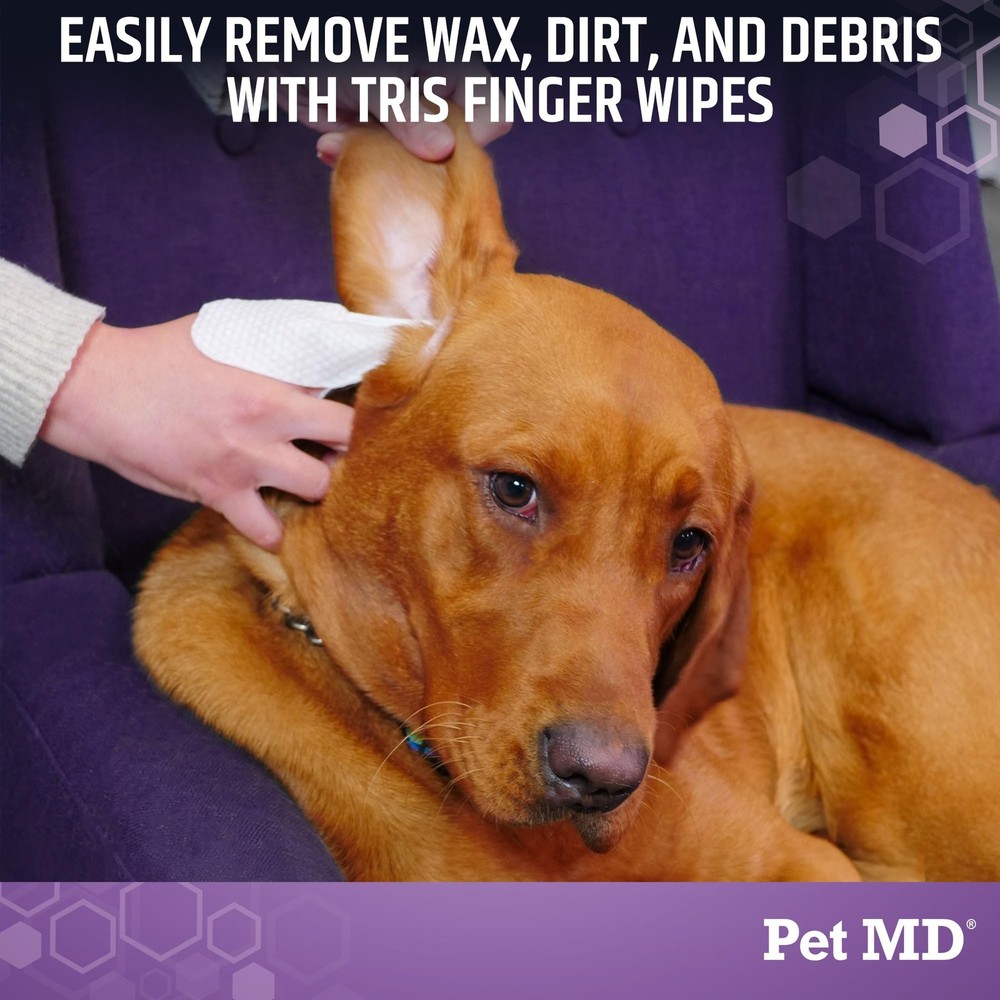Tris Ear Finger Wipes for Dogs & Cats - Multipurpose Cleansing Solution Cat E...