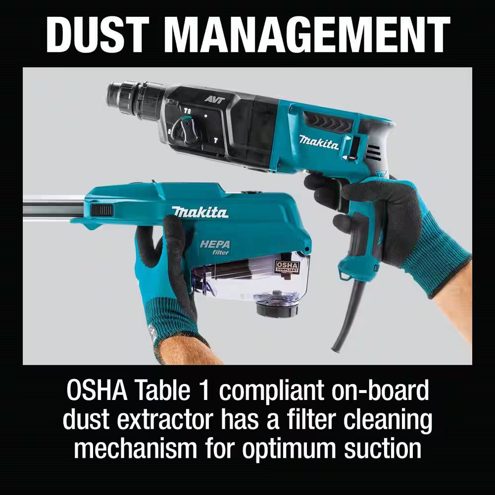 1 In. SDS-PLUS AVT Rotary Hammer, W/Hepa Dust Extractor, 3-Mode, Variable Speed,