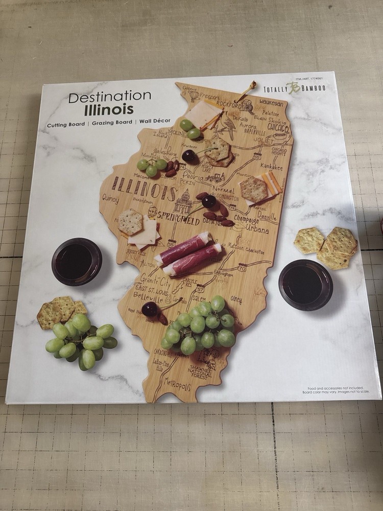 Totally Bamboo Destination Illinois State Shaped Serving and Cutting Board New
