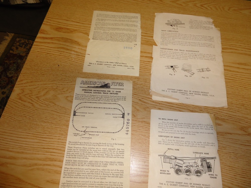 American Flyer Operating Instructions for "S" Gauge Model Railroad / AC Gilbert