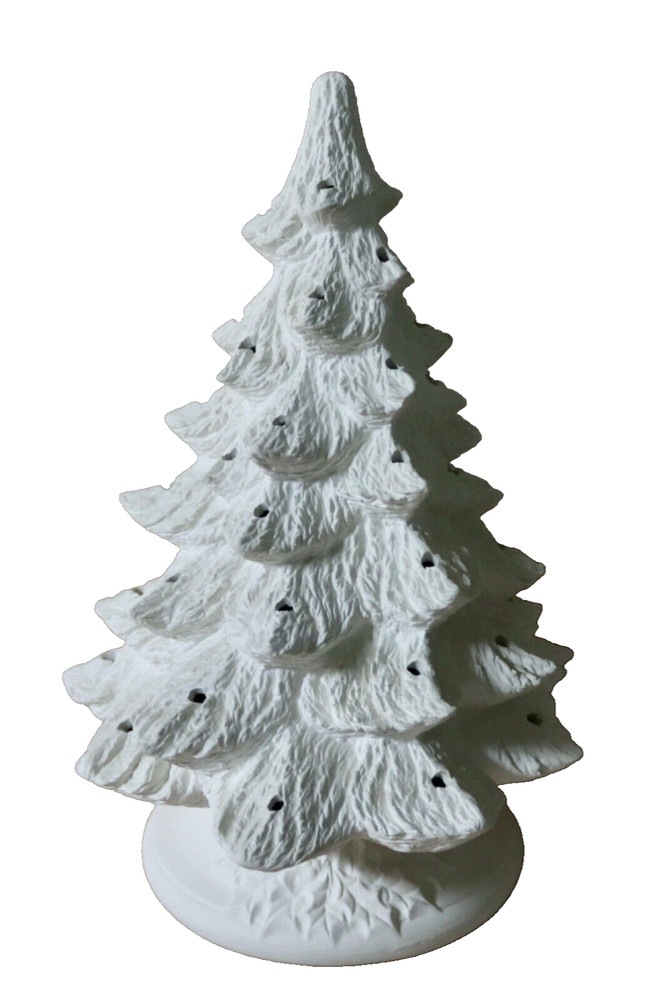 Ceramic 13” Christmas Tree & Base ~ Ready To Paint ~ NO LIGHT KIT OR LIGHTS