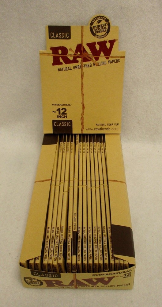 20 Packs! RAW CLASSIC FOOT LONG 12" Length UNBLEACHED Rolling Papers