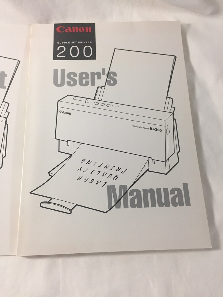 Canon Bubble Jet Printer 200 ~ Quick Start Guide & User 's Manual -- 1992