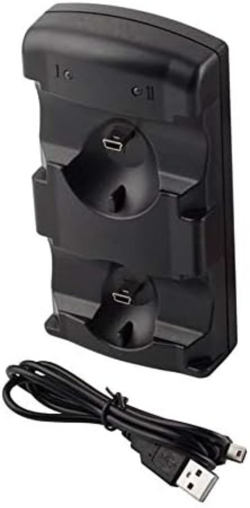 Black PS3 Controller Charging Station - Fast Charge with Built-in LED Indicator