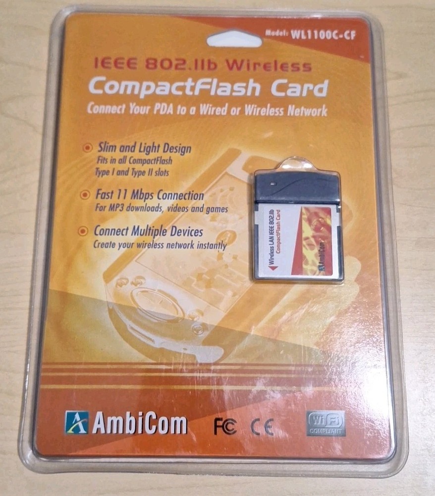 AmbiCom WL1100C-CF CompactFlash 11MBPS Adapter "NEW-SEALED CONDITION "