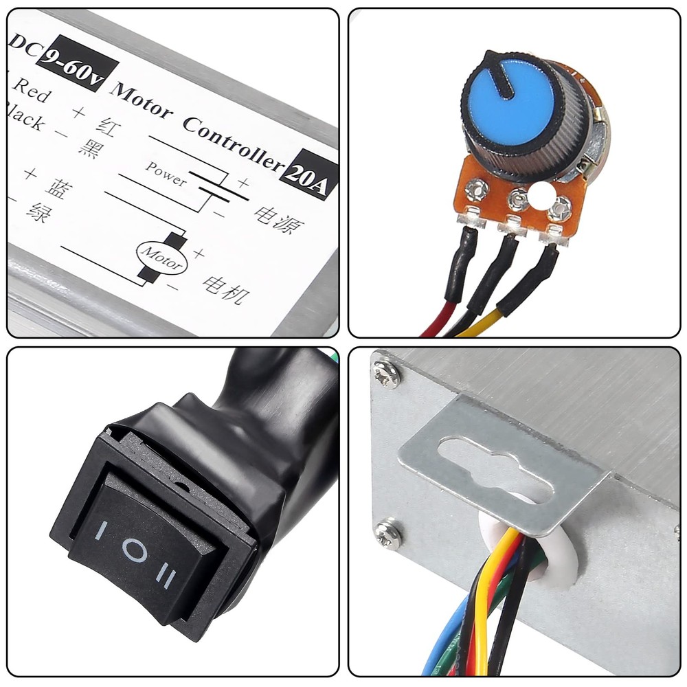 2pcs DC Motor Speed Controller, Brush Motor Driver Controls Module DC 9V-60V ...