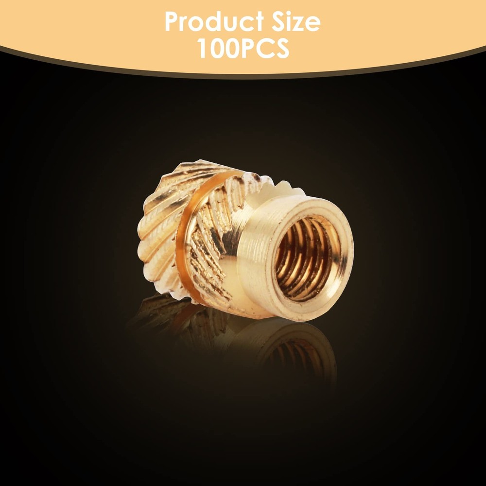100 Pcs M3 Threaded Insert Heat Set Inserts 3D Printing 3mm x 5.7mm, Gold