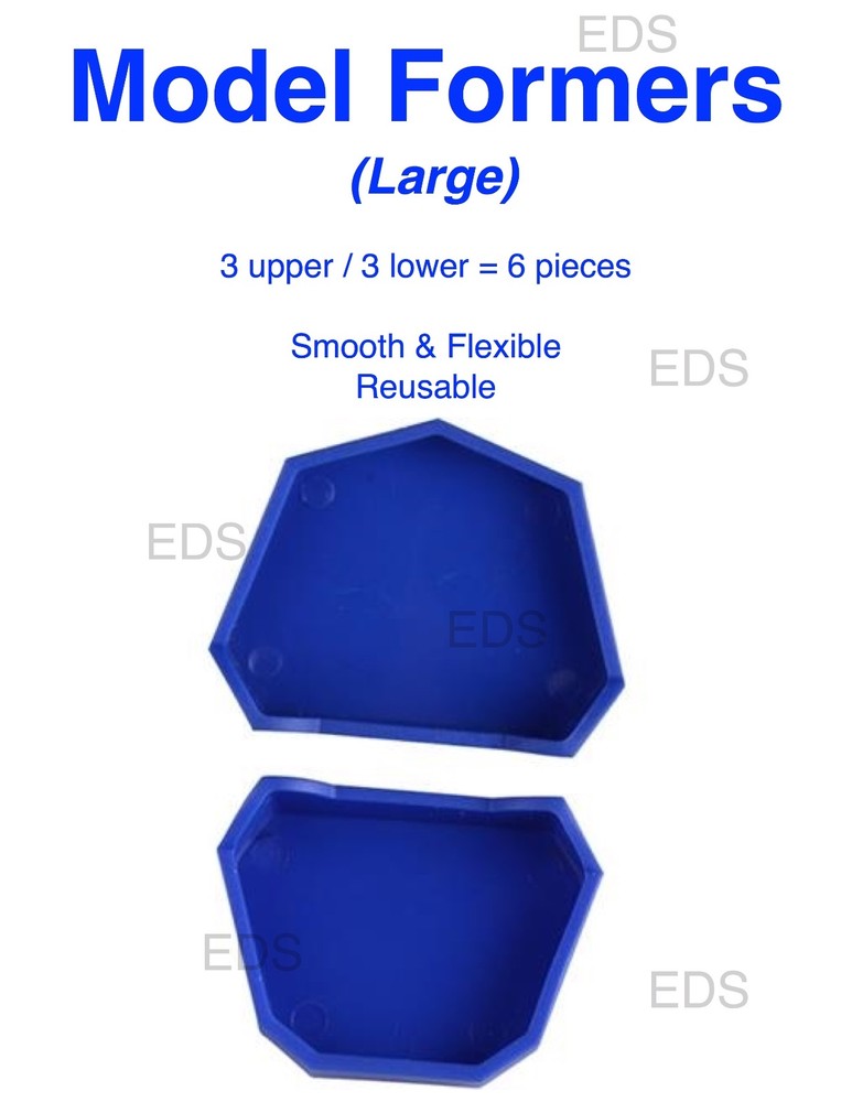 Dental Lab Model Formers - (Large)  kit 3 upper & 3 lower Blue Reusable Smooth