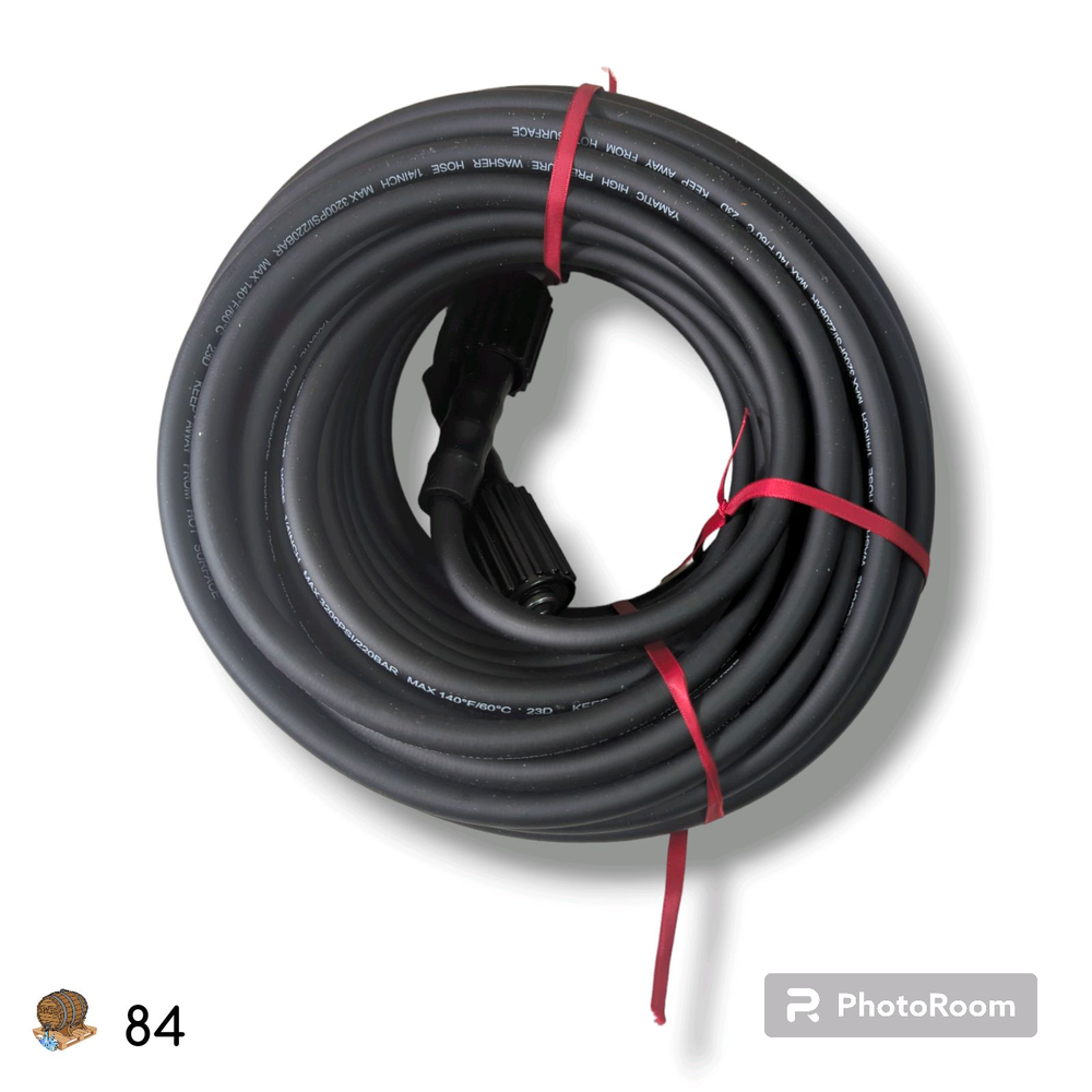 100 Ft - 1/4" M22 Replacement Pressure Washer Hose with Quick Connect