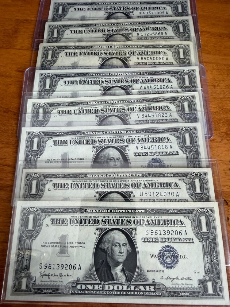 One 1957 silver certificate dollar bill