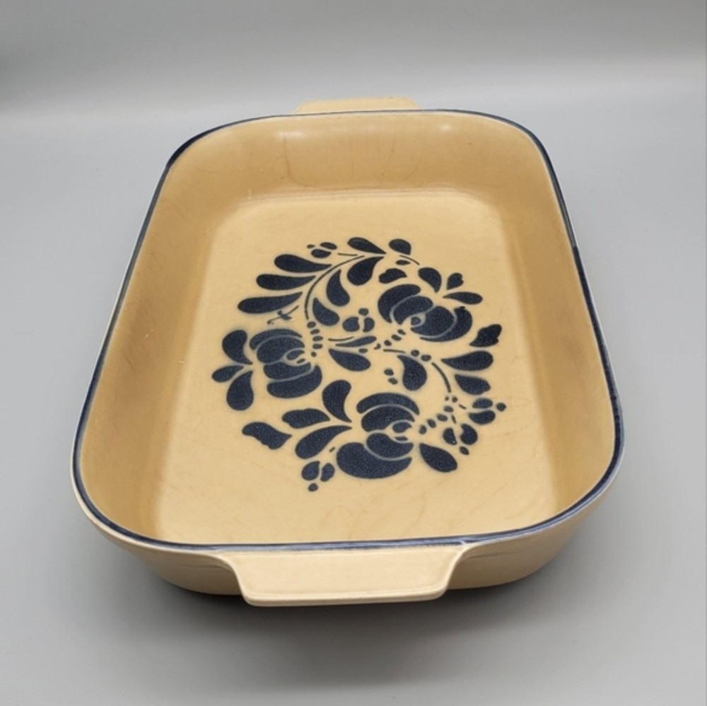 Pfaltzgraff 236 2qt Ceramic Baking Dish Beige Blue Rectangle Oven Microwave Safe