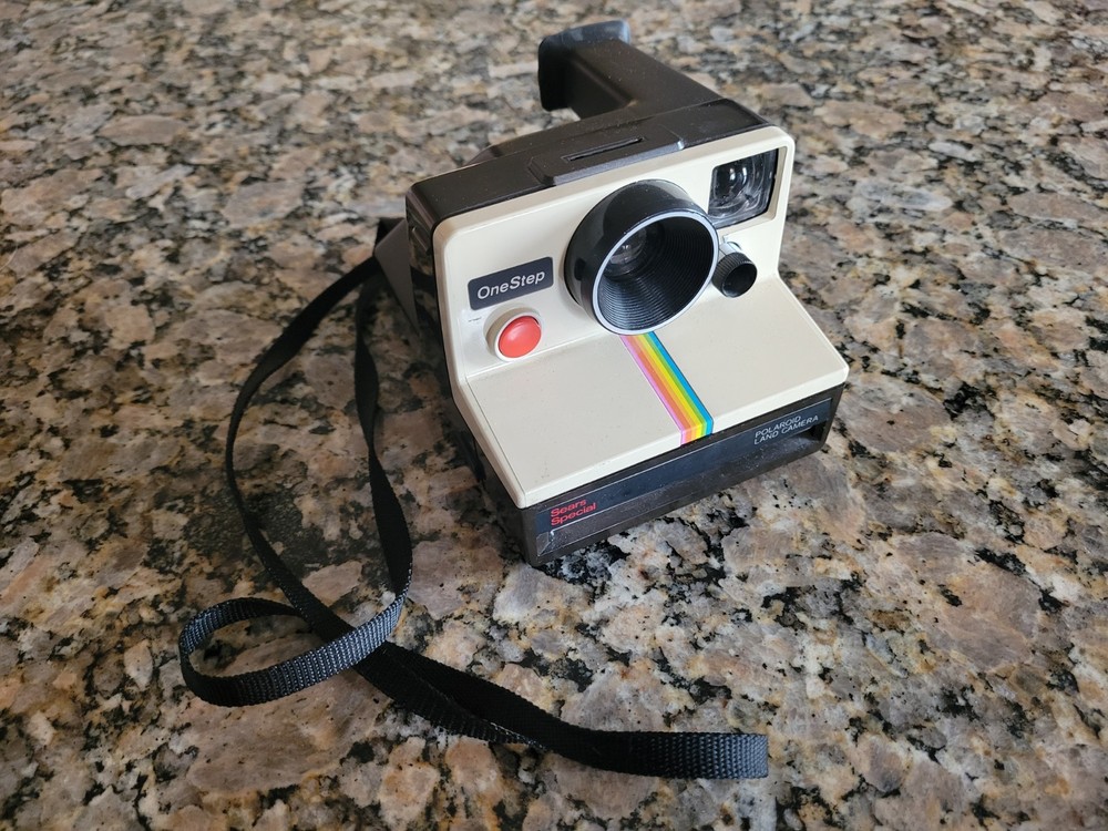 Polaroid Camera Vintage With Rainbow Stripe