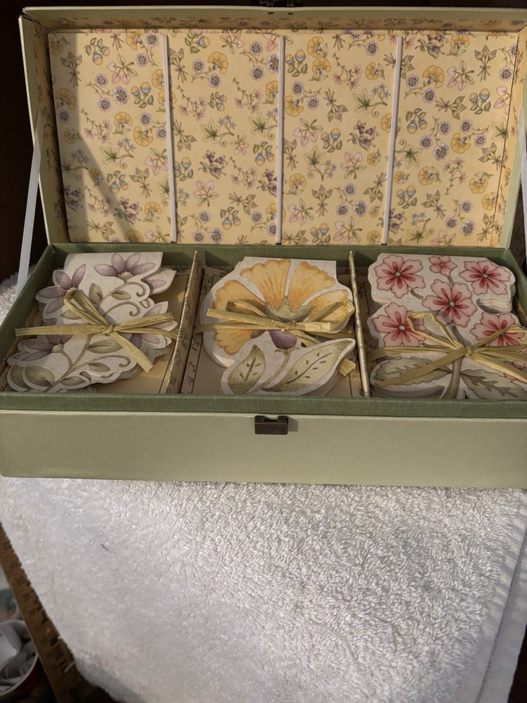Diecut Floral Deluxe Note Card Set Keepsake Box