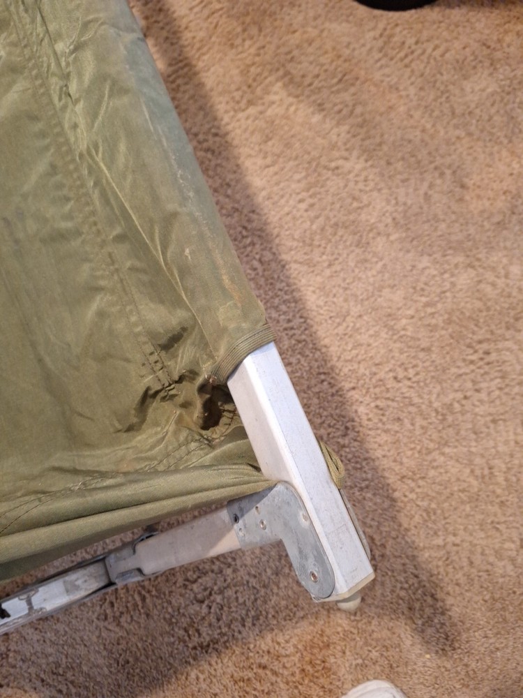 VINTAGE FOLDING COT MILITARY ARMY CANVAS, Aluminum