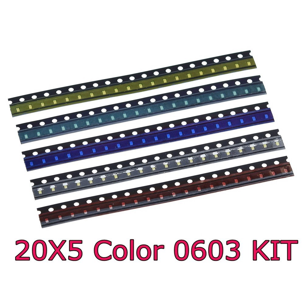 100pcs 5 Values 0603 LED Light Kit for Diverse Lighting Applications