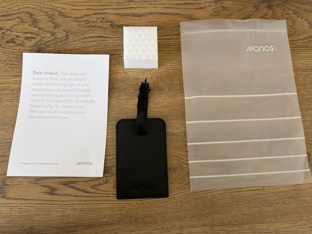 Monos Luggage Tag Black Leather Adjustable Strap