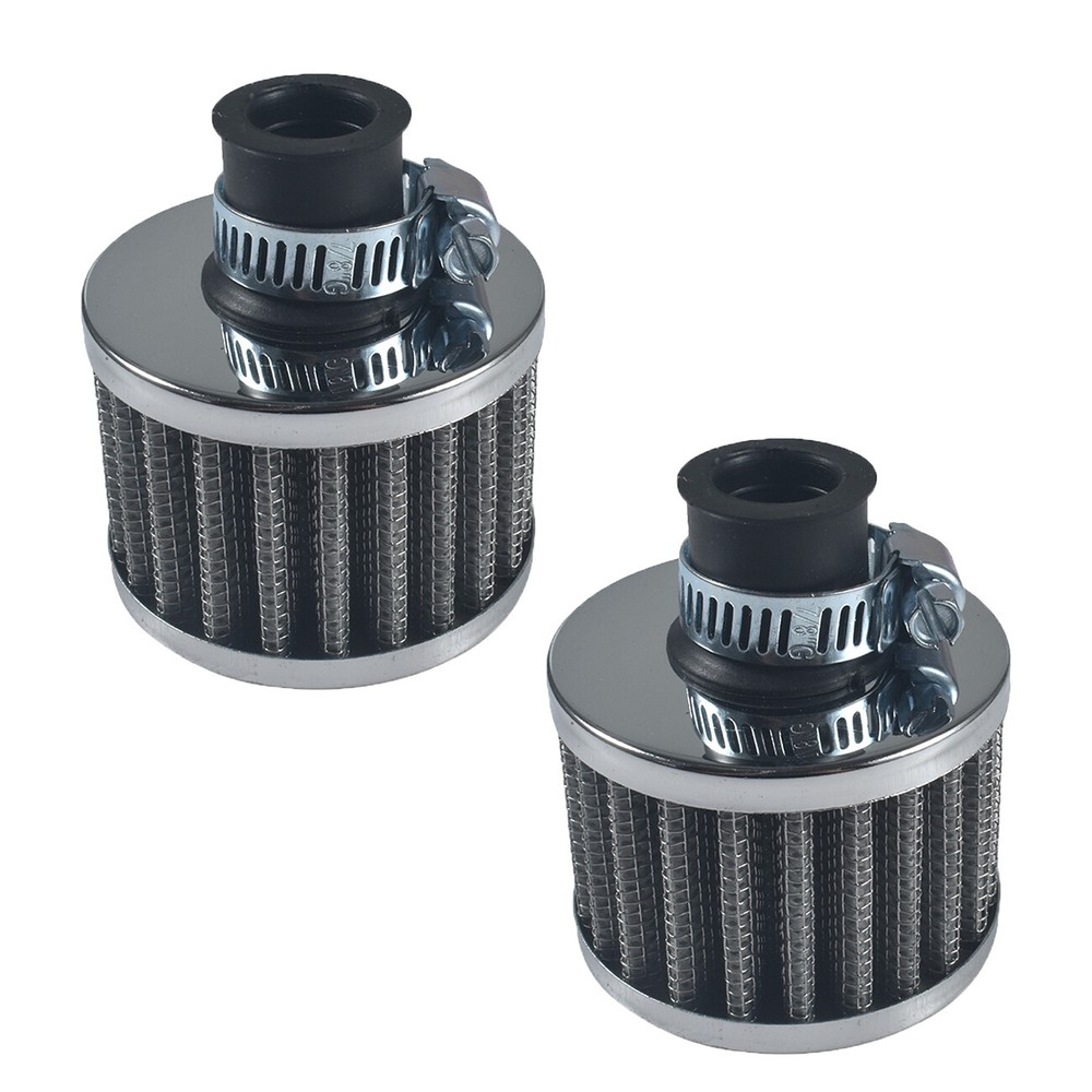 2PCS 12mm Air Filter Mini Universal Red Motor Cone Cold Clean Air Intake Silver