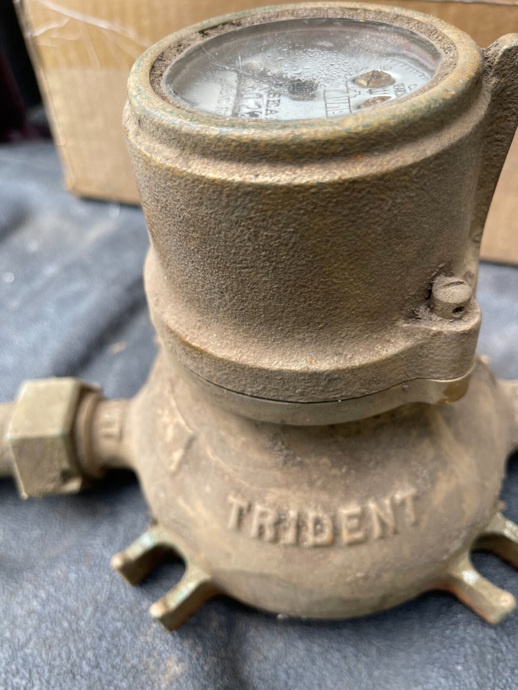 Vintage Brass Water Meter Neptune Trident