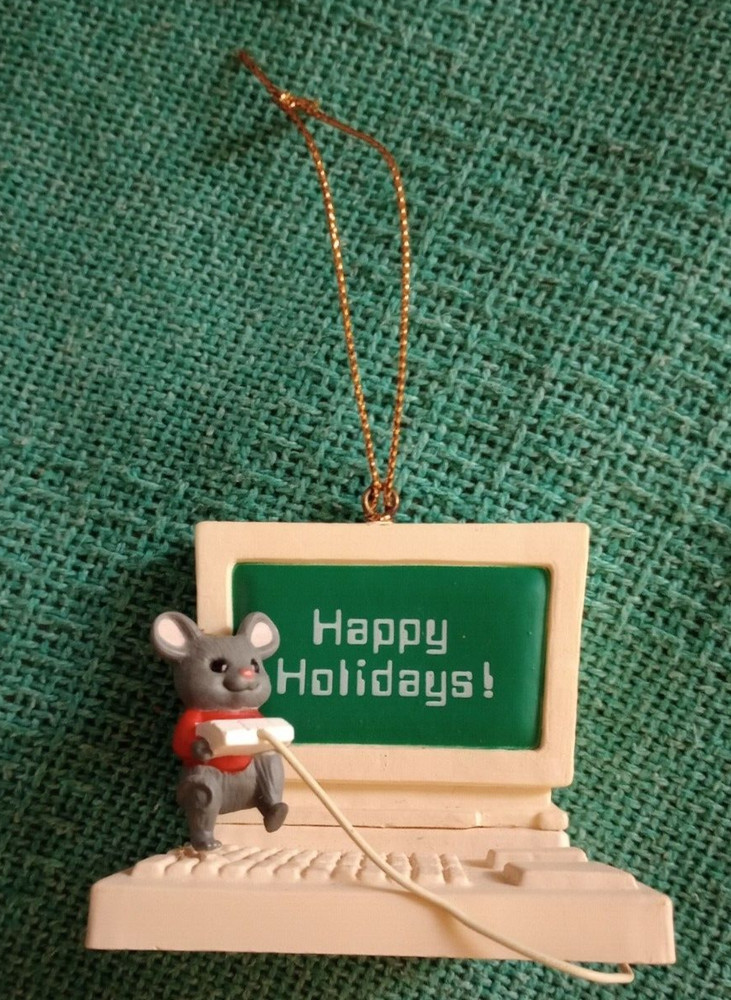 1994 Gibson Greetings Computer Mouse Christmas Ornament FINE Vintage computer