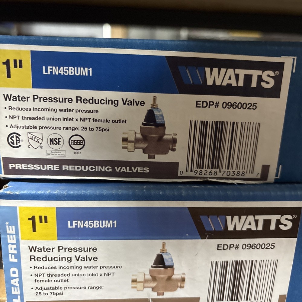 New! Watts LFN45BUM1 1 inch Water Pressure Reducing Valve EDP 0960025