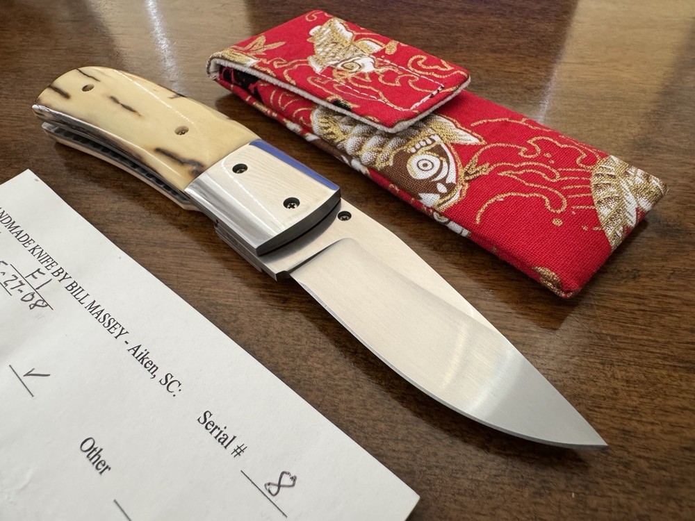 Bill Massey Custom Folding Knife ATS-34 Blade Nice Handle