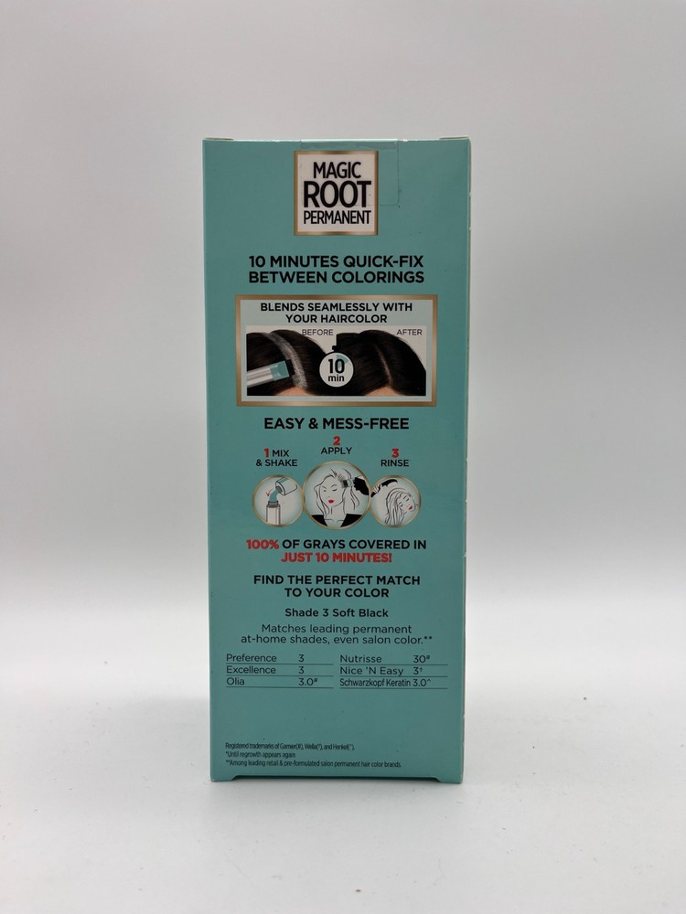 4x L'OREAL MAGIC ROOT PERMANENT #3 SOFT BLACK 10 MINUTE KIT SEALED MR 704
