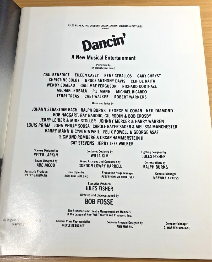 Bob Fosse’s Dancin’ – Original 1978 Broadway Program Book