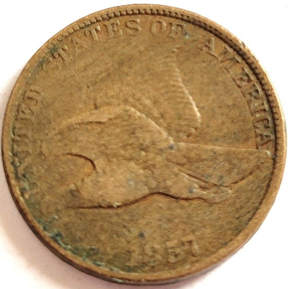 1857 US FLYING EAGLE PENNY 1 CENT VF DETAILS
