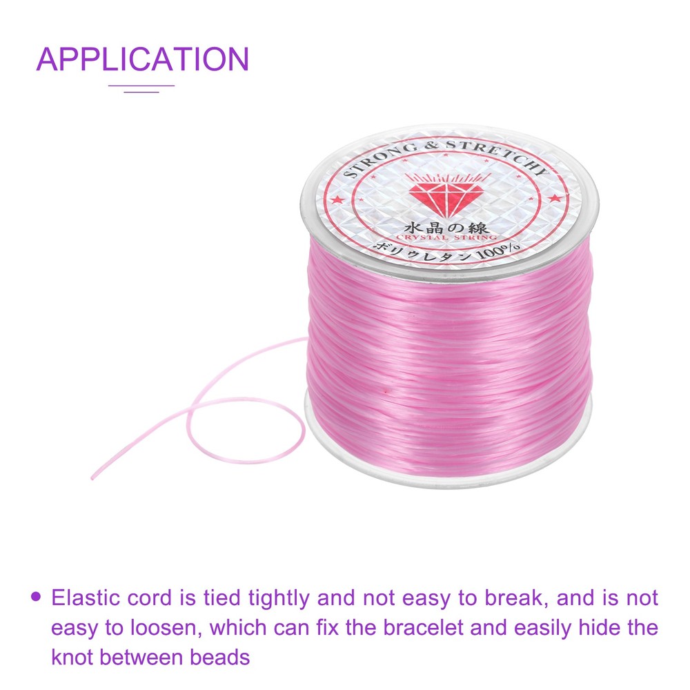 3 Rolls Elastic String for Bracelets, 0.8mm Stretch Bead Cord Pink, 100m