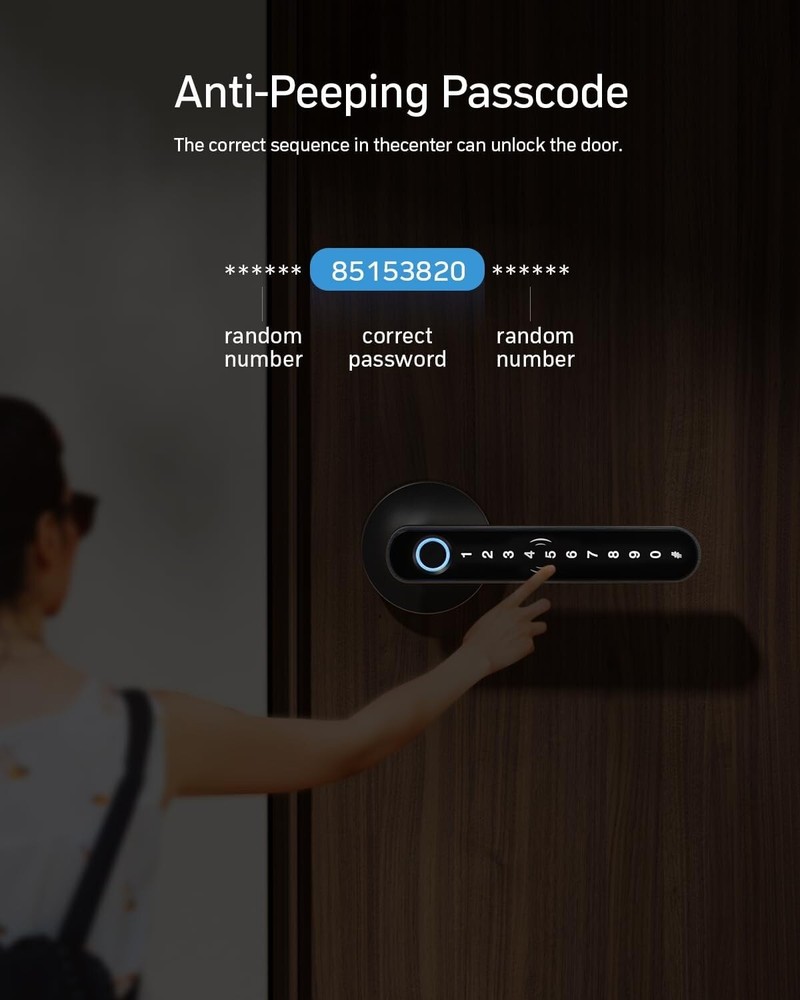 Smart Door Lock Fingerprint Keyless Biometric With Handle & Bluetooth TUYA APP