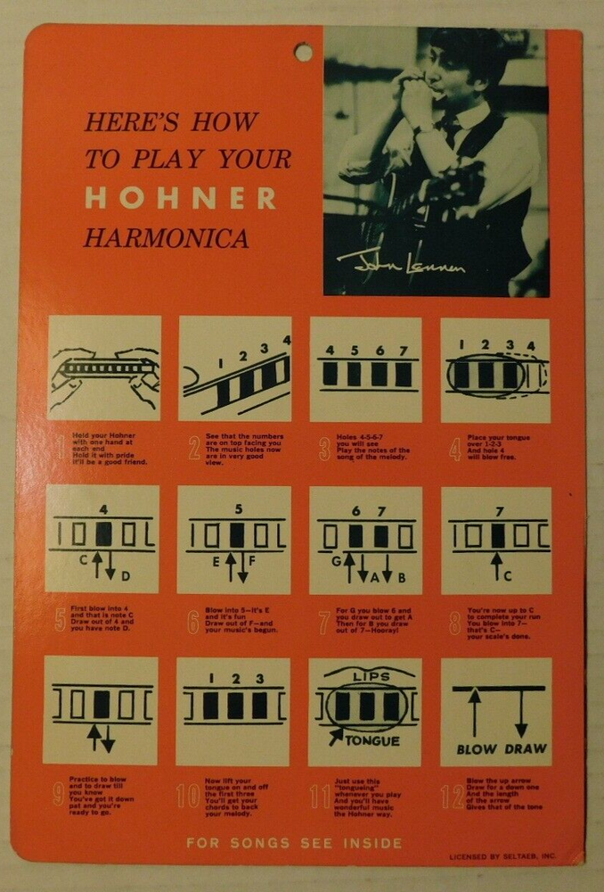 Beatles Original 1964 Harmonica Backing Card (NO HARMONICA OR PLASTIC COVER)