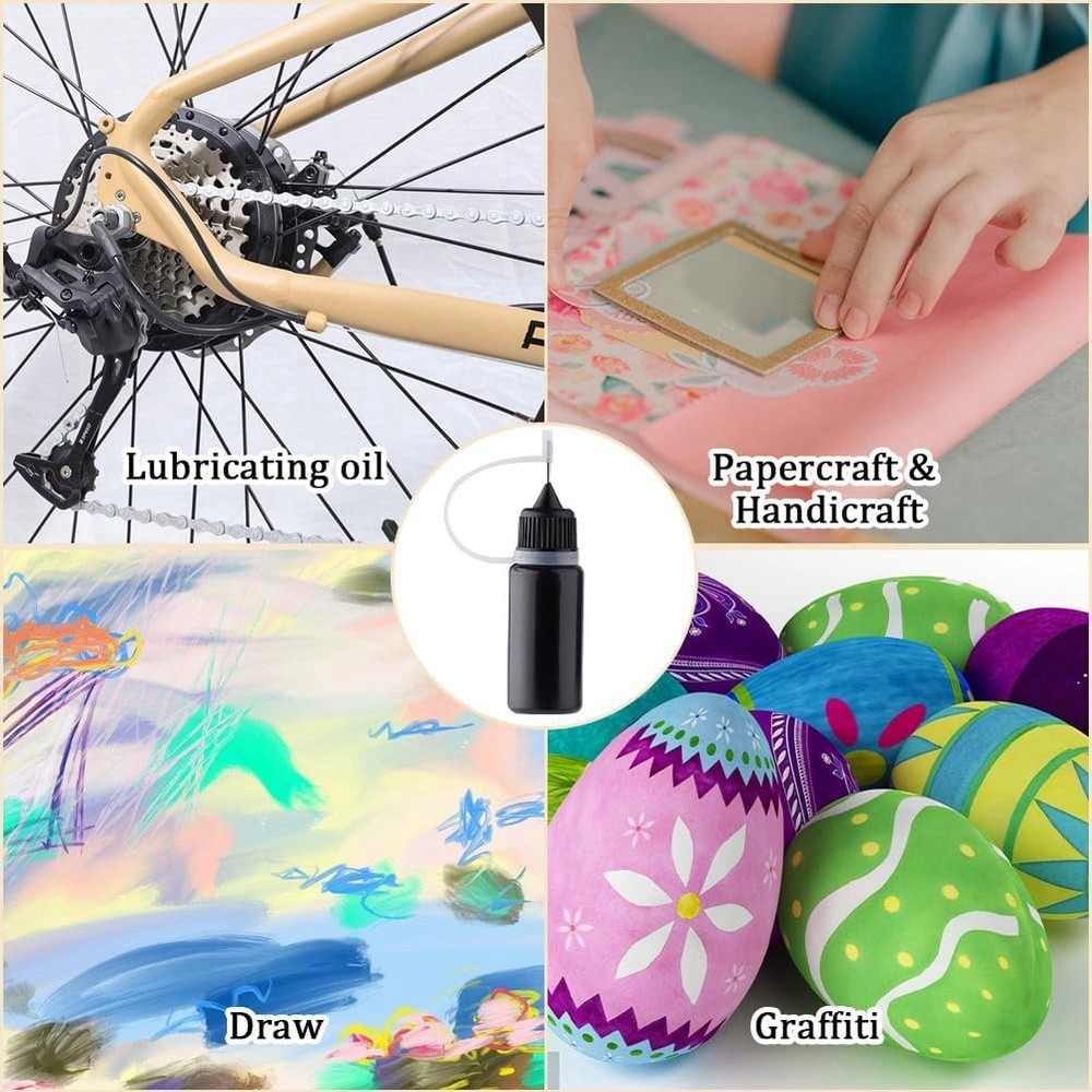 10Pcs Tip Applicator Bottles Black Metal Needle Plastic Bottle 10ML Tip5034