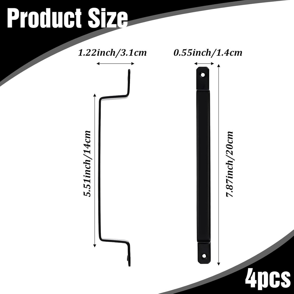 4 Pack 7.87 Inch Black Barn Door Handles Premium Gate Handle Pull Heavy Duty ...