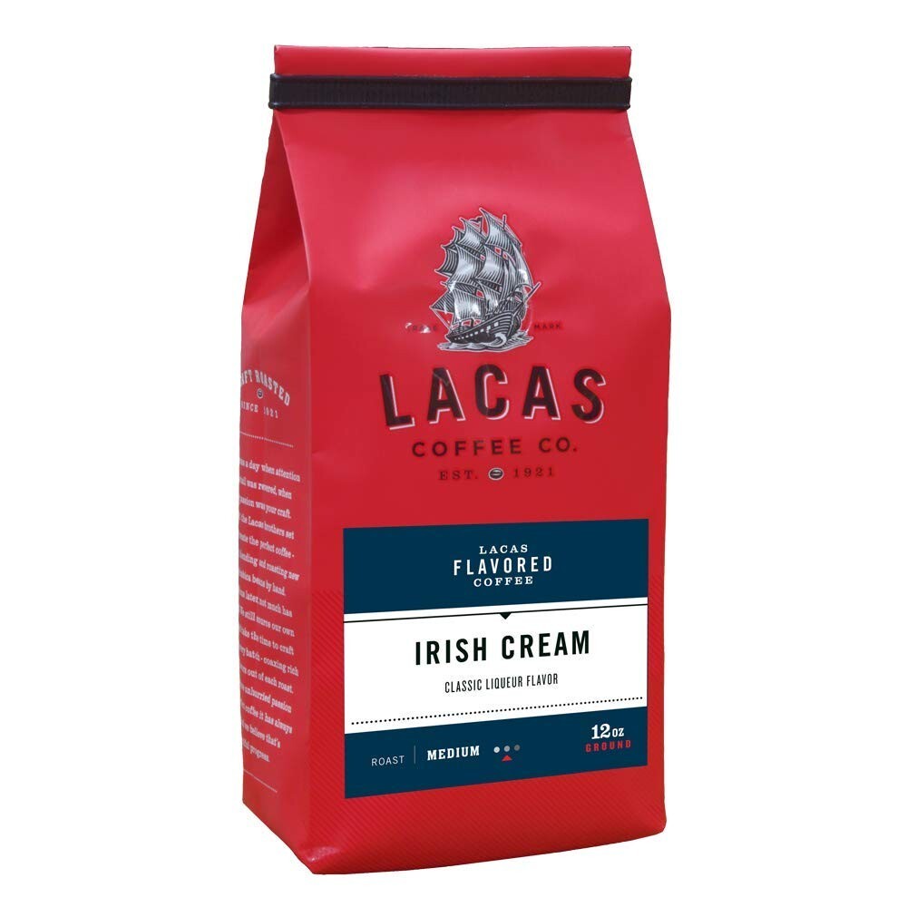 Lacas Irish Cream, Medium Fine Ground Coffee, 2-Pack, 12oz Each