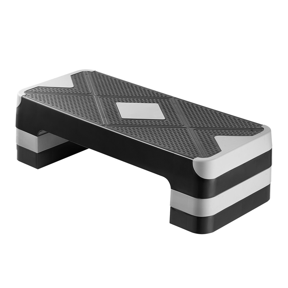 Step Platform Adjustable Height 4 Riser Aerobic Stepper Gray