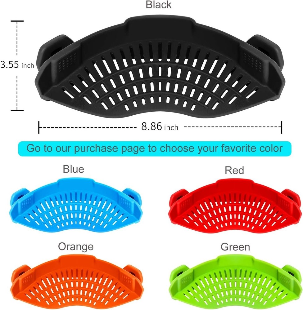 Compact Multi-Functional Silicone Strainer - Quick Drain in Elegant Black