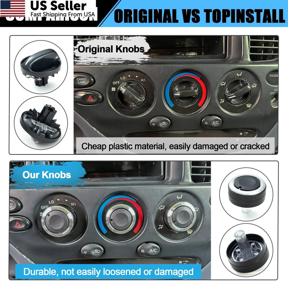 TOPINSTALL Custom 3PCS AC Climate Control Switch Knobs Compatible with...