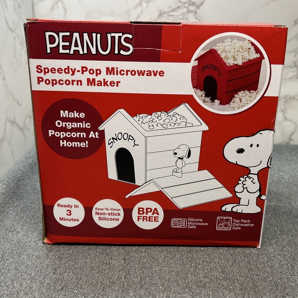 Peanuts Speedy-Pop Microwave Popcorn Maker, New In Box