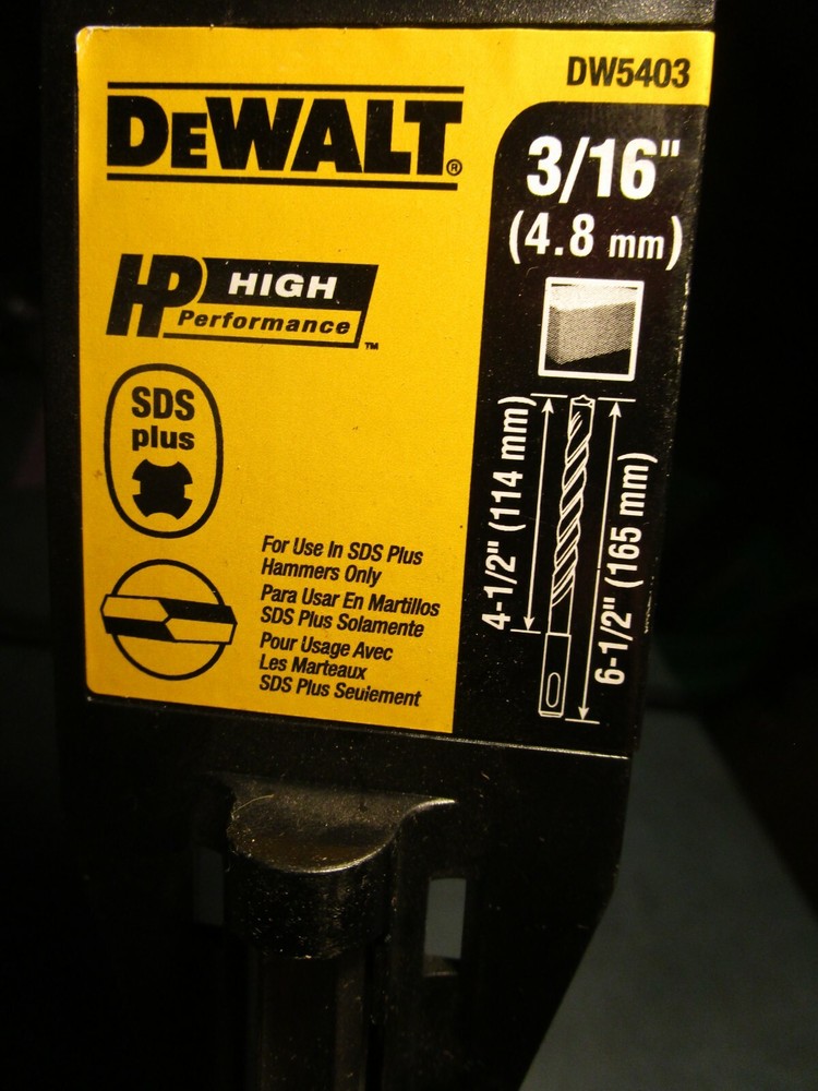 DEWALT 3/16" x 4-1/2" x 6-1/2" SDS+ Hammer Bit