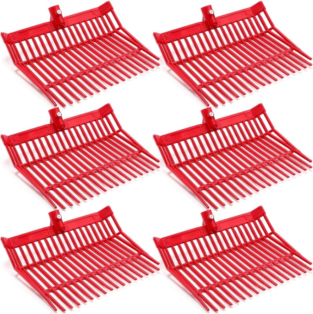 NEW 6 Pcs Manure Fork Replacement Head 18 Tines Pitchfork Head Screws Nuts Red
