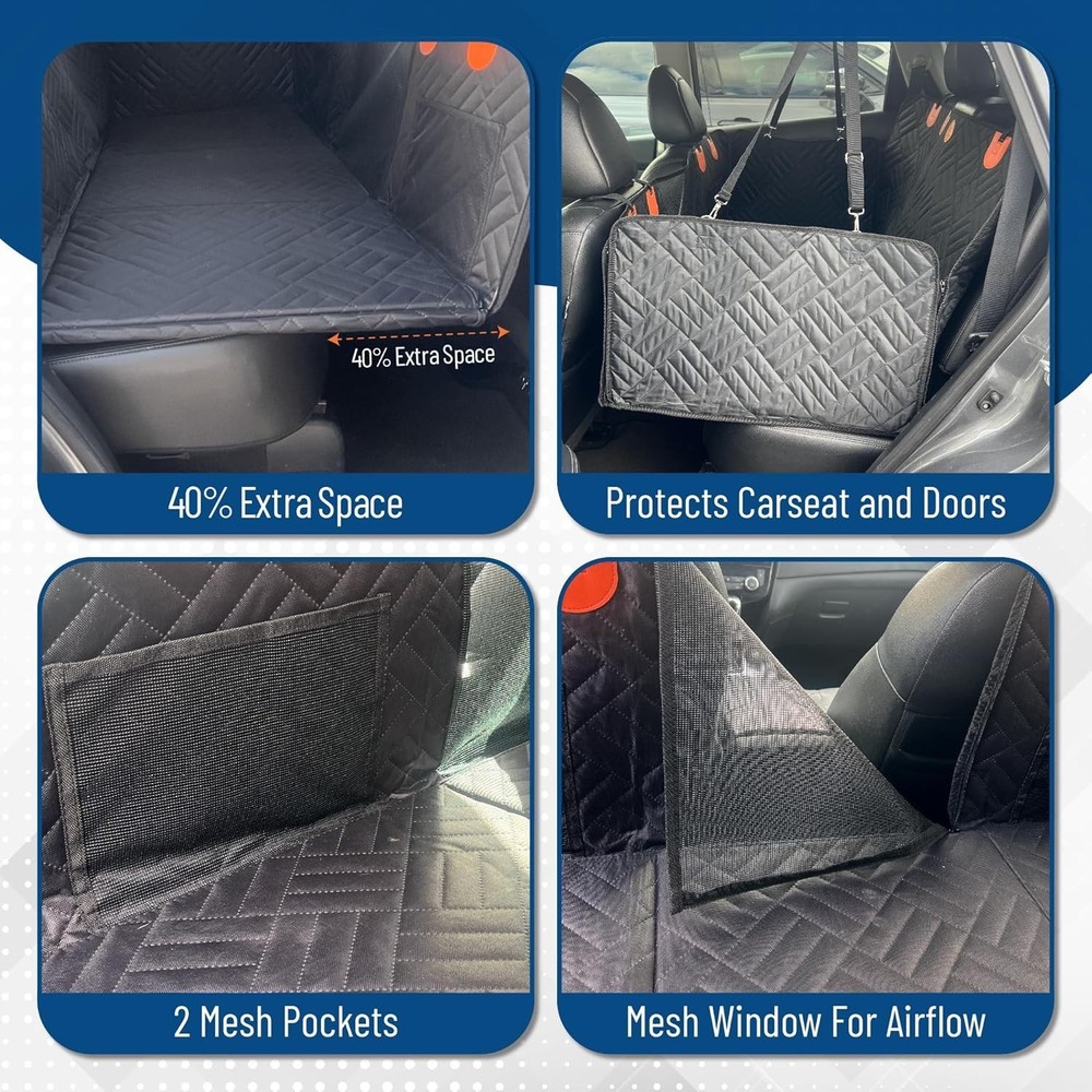 Waterproof Dog Backseat Extender Car Seat Platform with Hard Bottom
