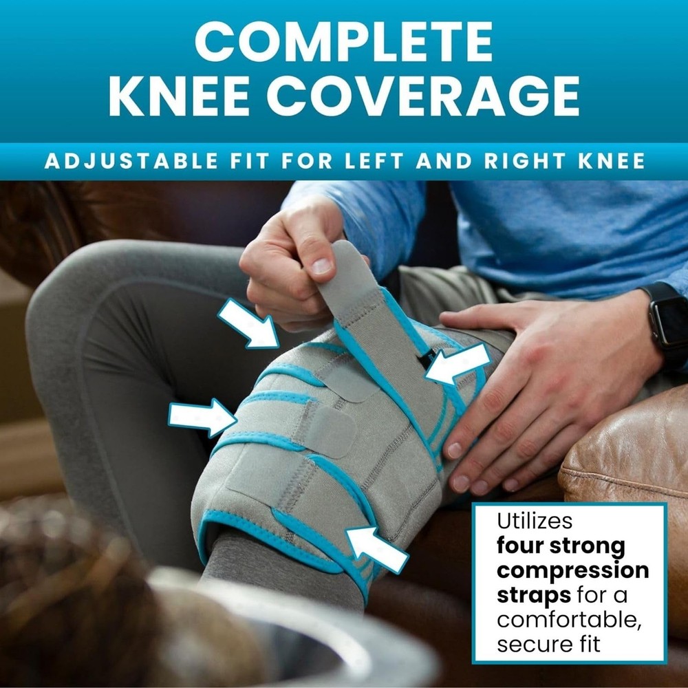 Vive Knee Ice Pack Wrap - Cold/Hot Gel Compression Brace, Adjustable, Arthritis
