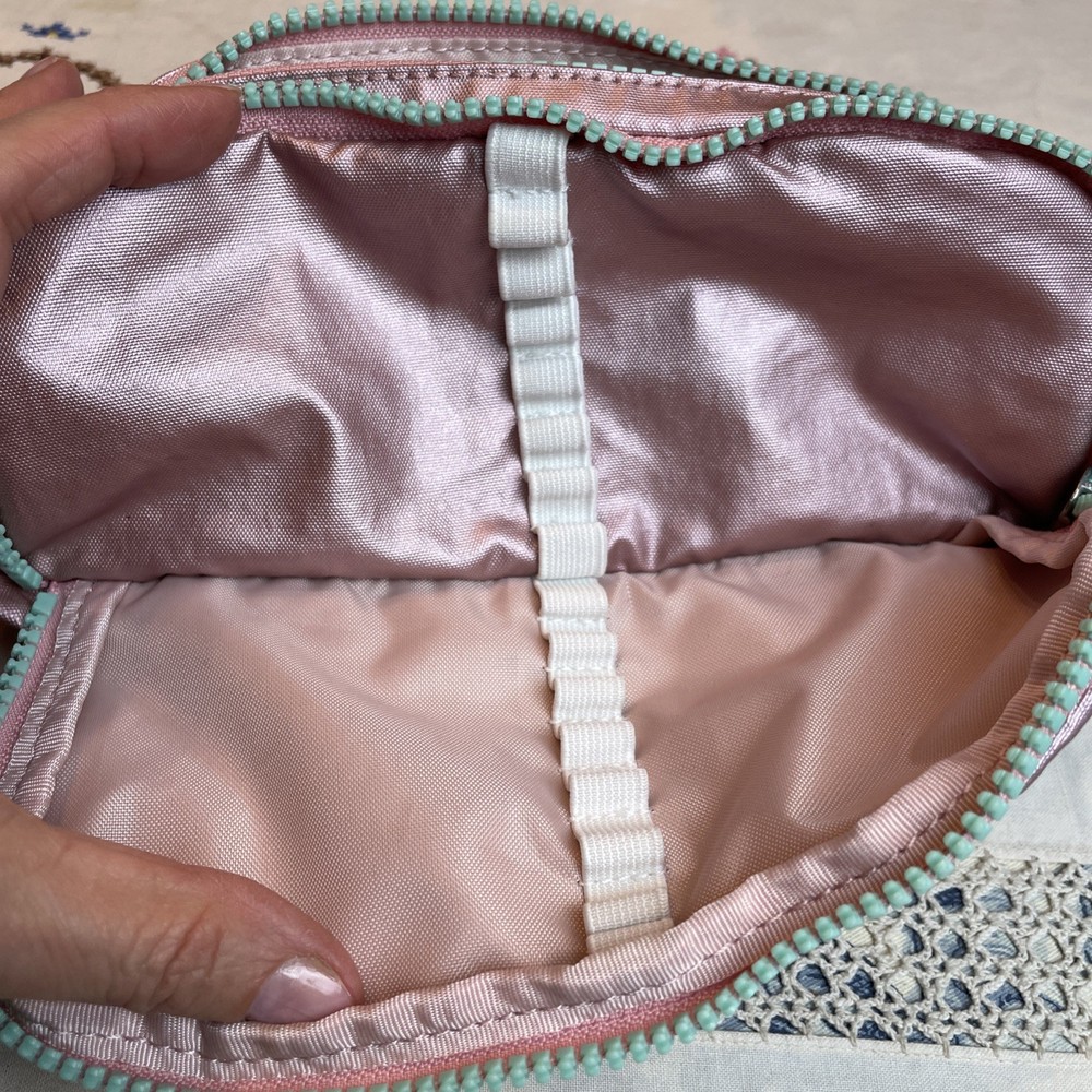 Kipling Gitroy Metallic Pencil Case Pink With Green Trim