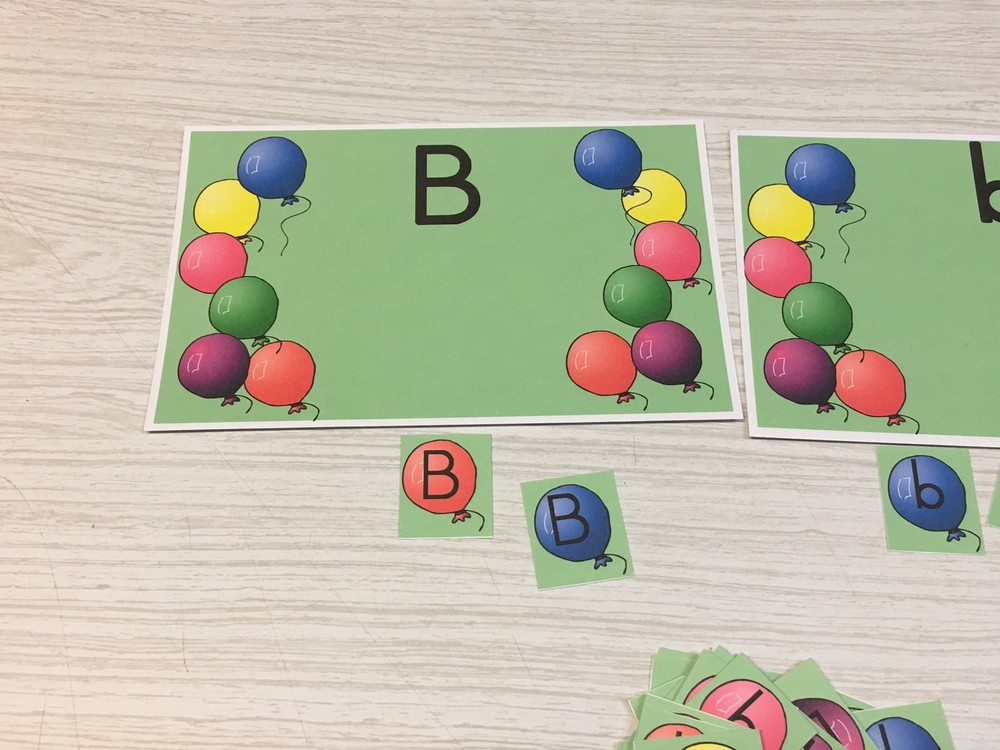 Balloon B Sort - Uppercase Lowercase -Laminated Activity Set - Teaching Supplies