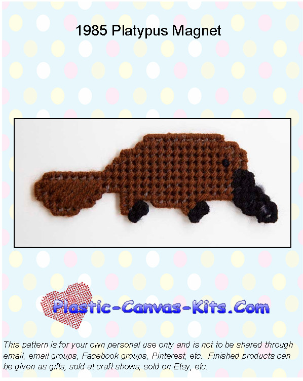 Platypus Magnet - Plastic Canvas Pattern or Kit