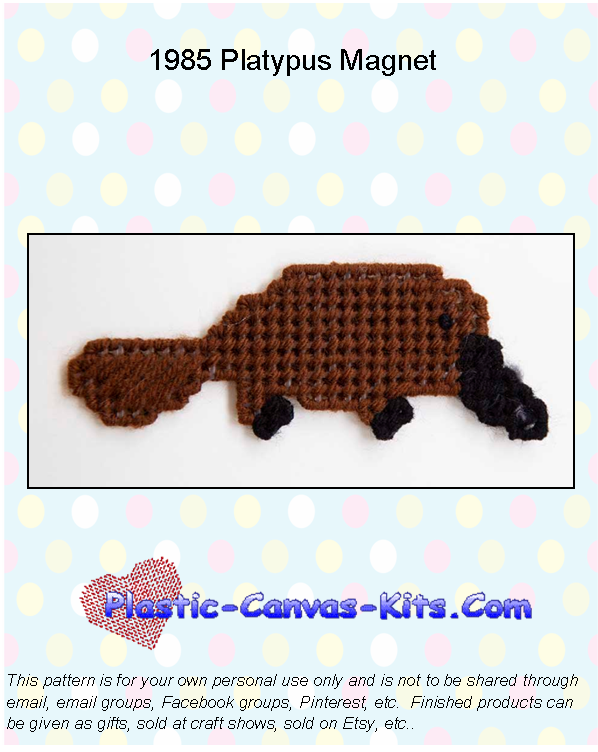 Platypus Magnet - Plastic Canvas Pattern or Kit