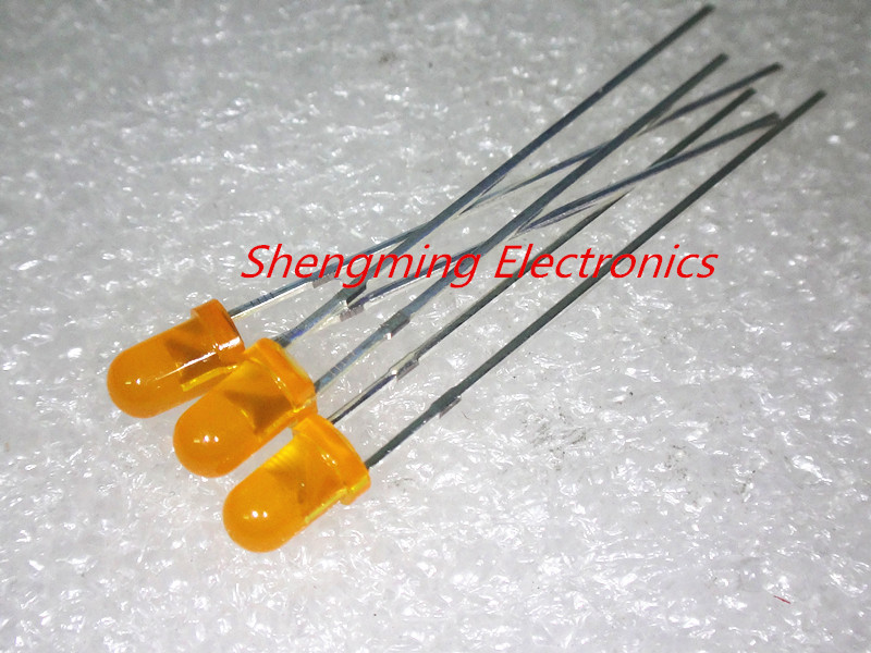 100pcs 3mm Round Top Orange LED Light Emitting Diode long Legs