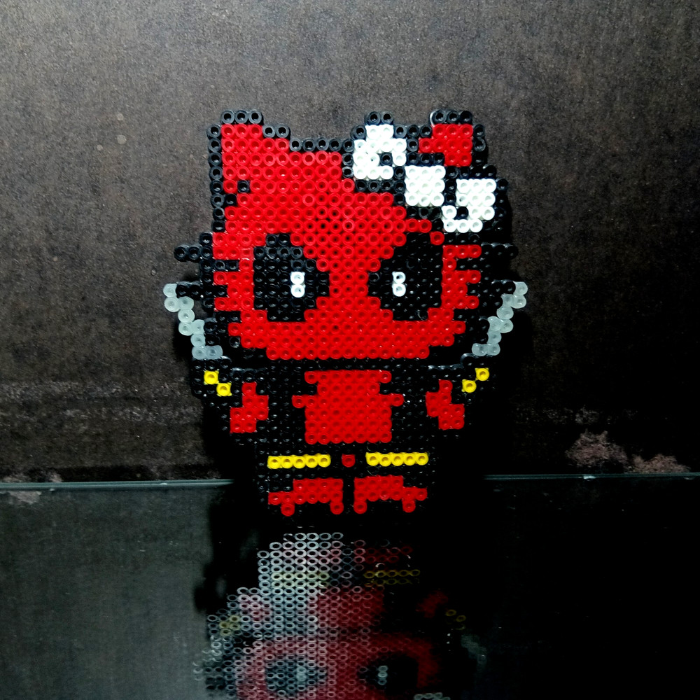 Hello Kitty, Deadpool Perler Bead Art Magnetic Custom Handmade